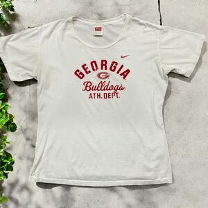 Nike Vintage 90s USA Georgia Bulldogs White Red Basic Fit T-Shirt Women's XL